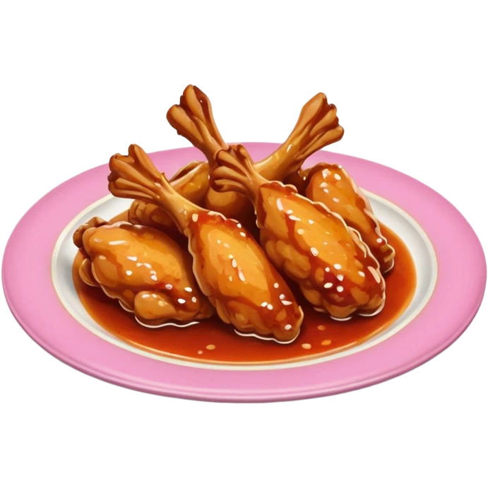 Pink plate with chicken wings on it  emoji