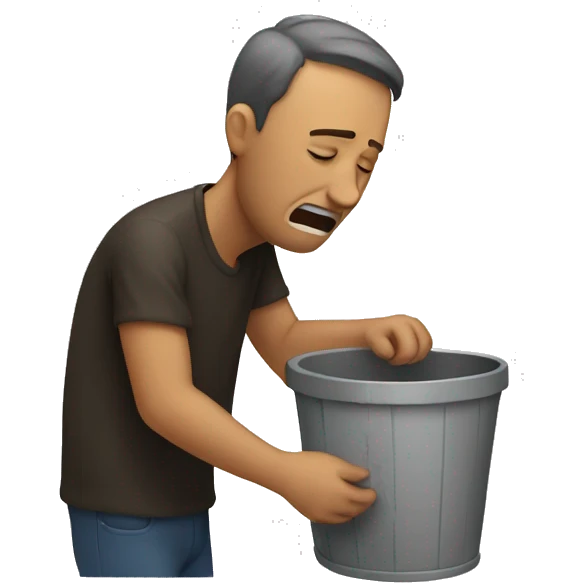 man crying into a bucket emoji