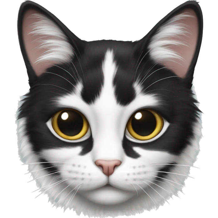 Black and white cat with long fur  emoji