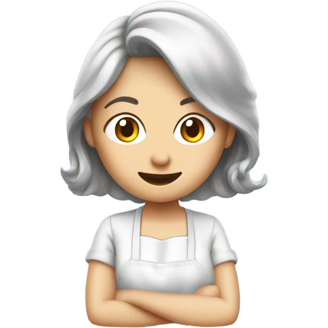 Frau mit grauen Haaren am kochen  emoji
