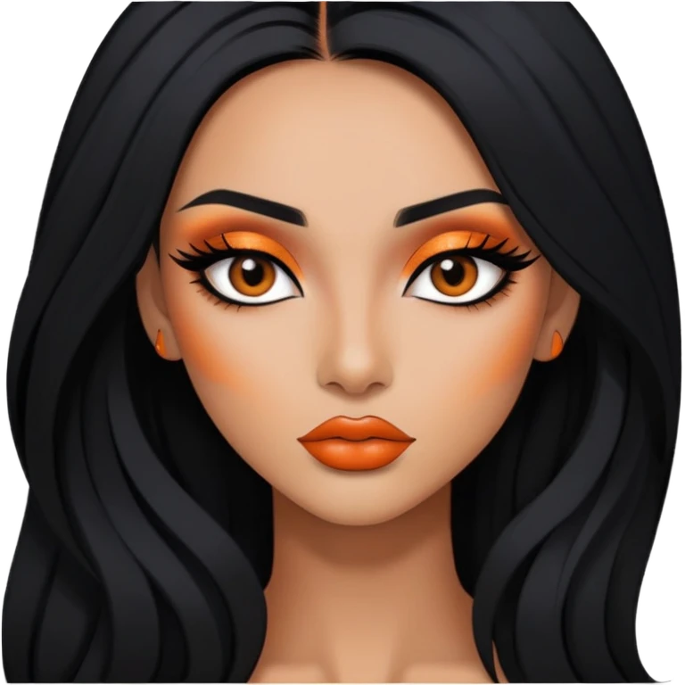 indian, long black hair, orange under hair, baddie,pretty, makeup, lipliner, black eyeliner, emoji