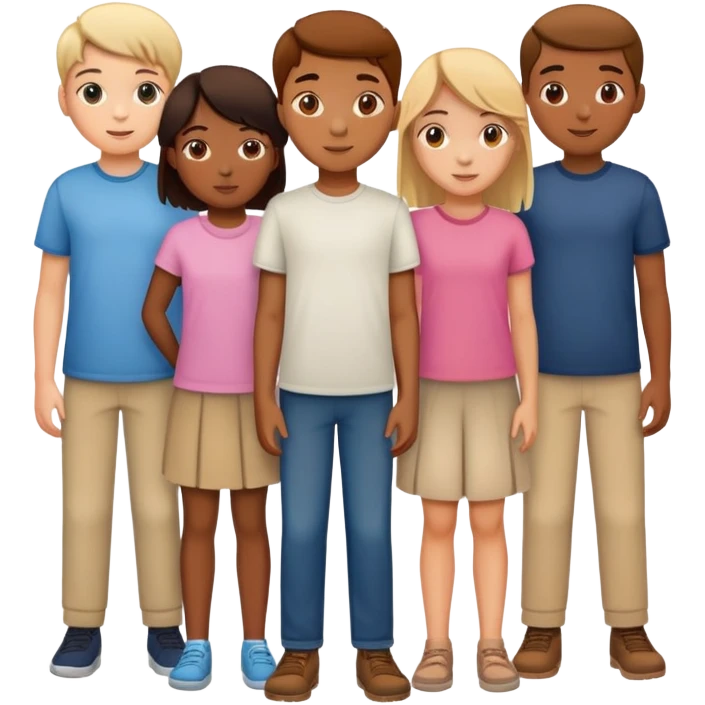 Seven boys and three girls standing together as a group emoji
