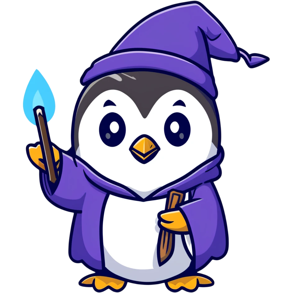 penguin casting magic spells emoji