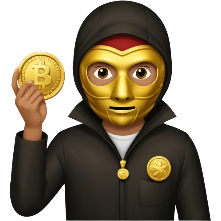 Robber emoji holding a 💰 wearing a mask that is made of robber suit without showing his hand the 💰 need to be in the left emoji