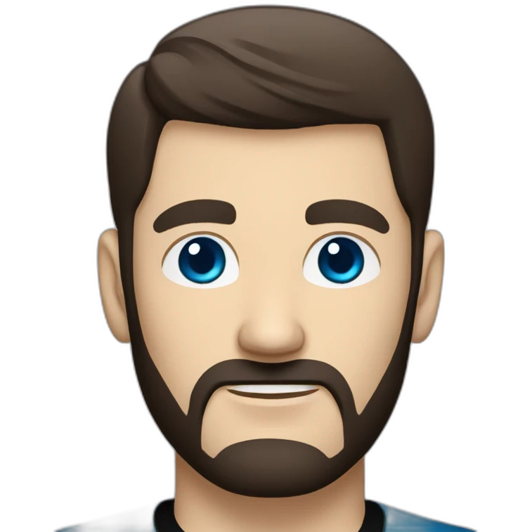 Handsome white man from Star Trek with Blue eyes and short brown hair and black beard startrek emoji