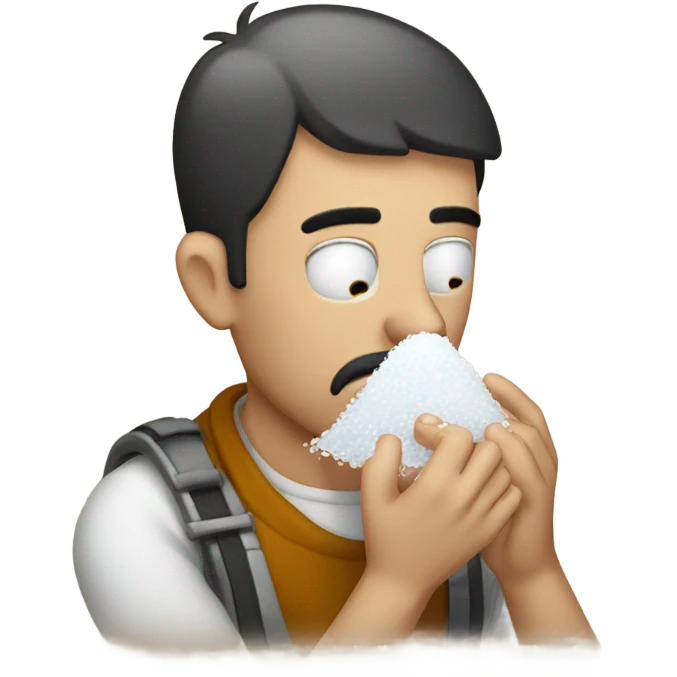 Man sniffing pile of salt emoji