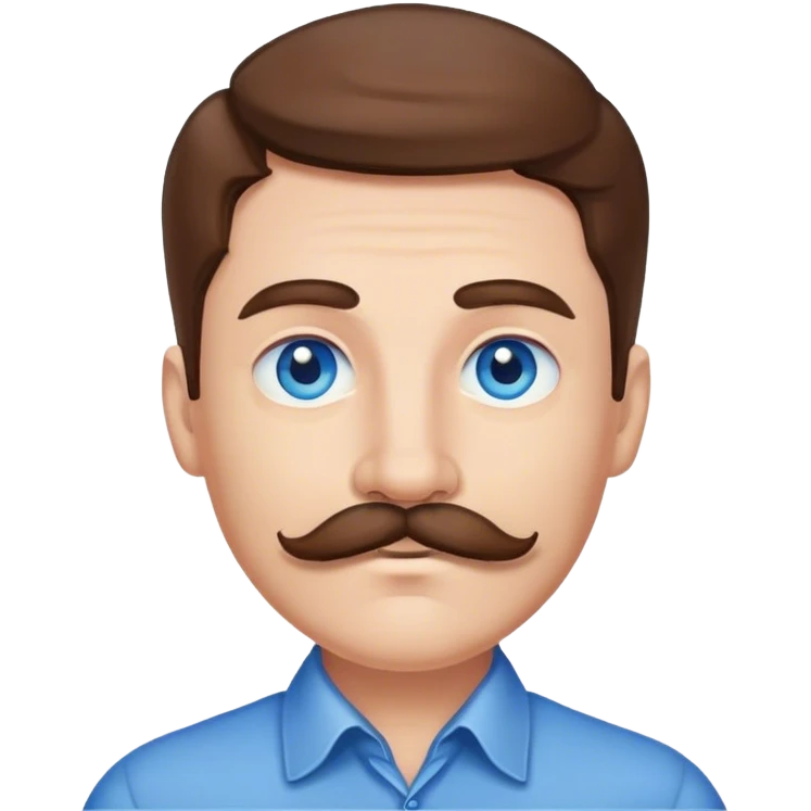 man with mustache blue eyes brown hair emoji