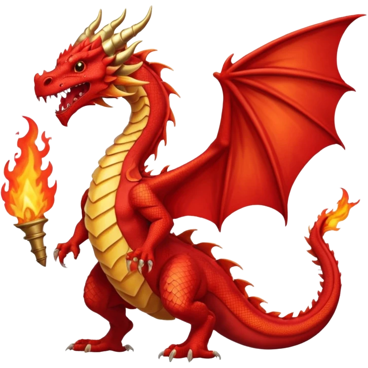 Red dragon with fire full emoji