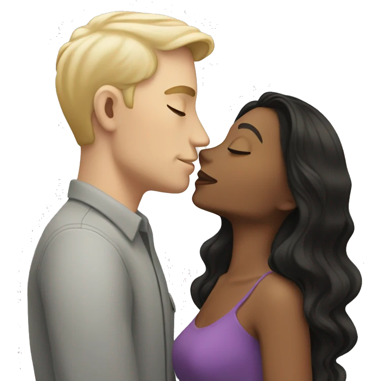 White blonde man, kissing, latina woman dark hair emoji