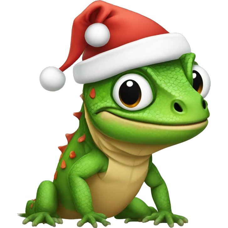 lizard wearing a santa hat emoji