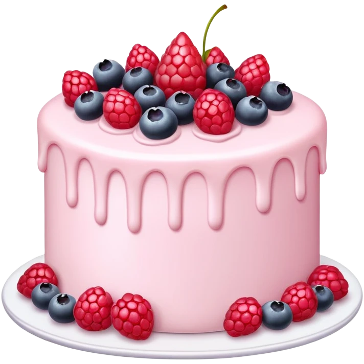 Cake with pale pink and milk cream and berries emoji