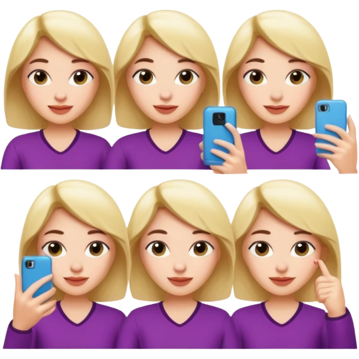 Kristy doing different selfie poses emoji