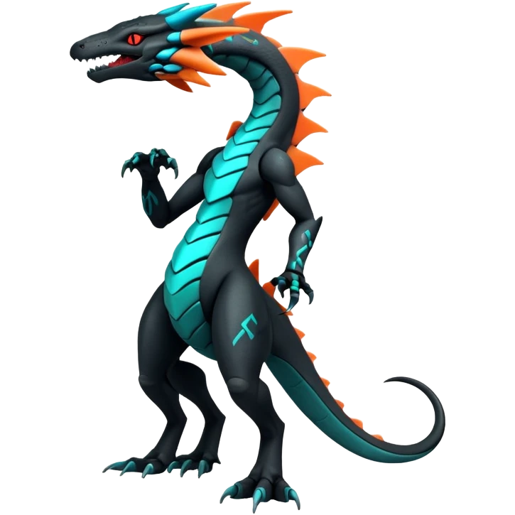 futuristic lush warm-colored neon-colored Fakémon-Trico-Kyurem-Salandit-creature (full body) emoji