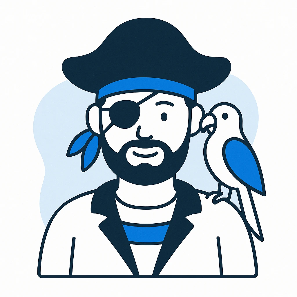 pirate with eye patch and parrot emoji