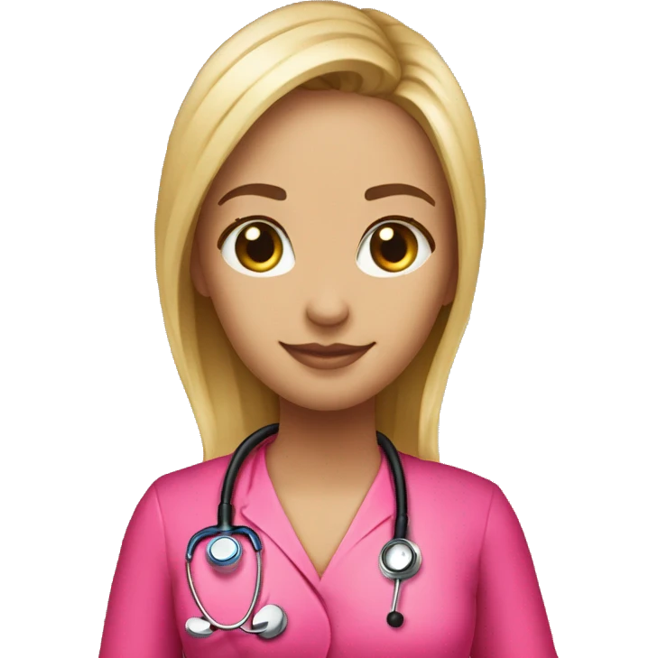 Hot pink stethoscope with Ashley written on it emoji