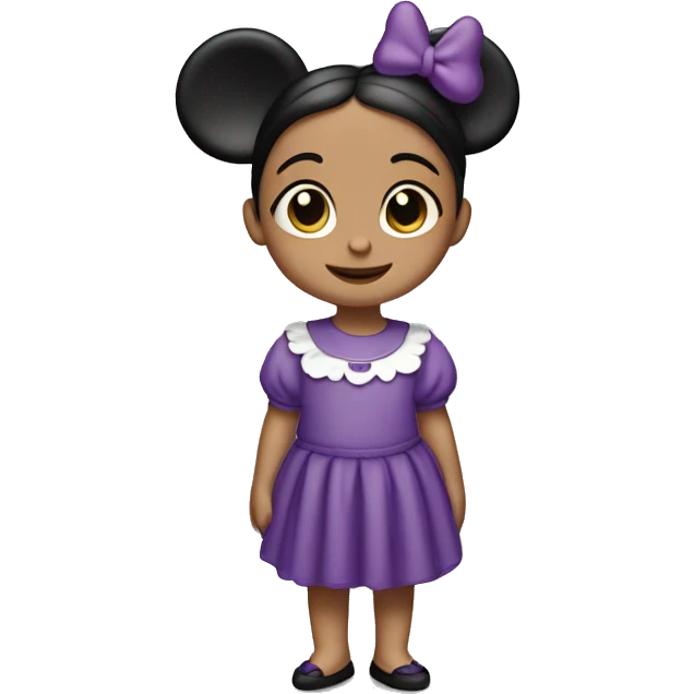 Niña pelinegra camisa de minne mouse morada  emoji