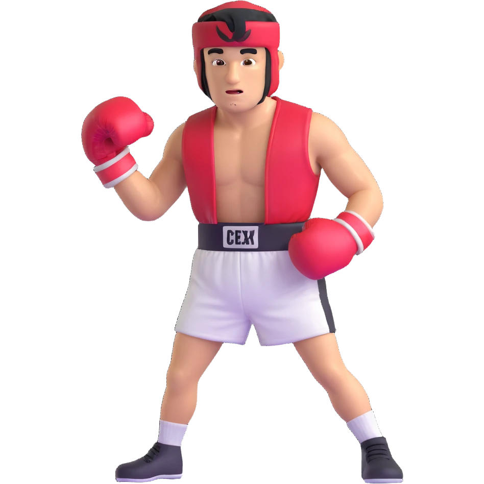 Boxer Rocky Balboa with boxing gloves and sweatband emoji