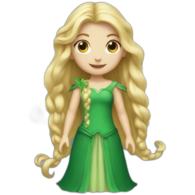 Fairy with long blond hair and green dress emoji