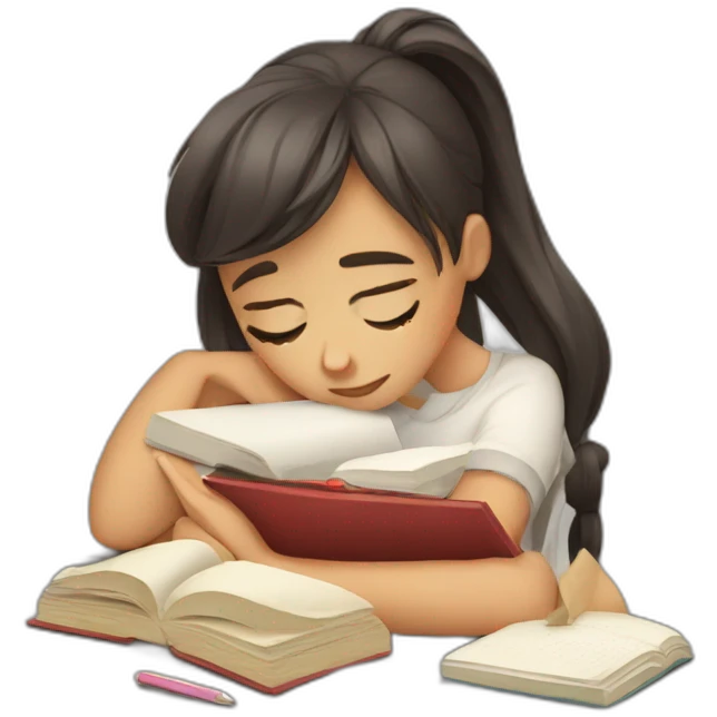 Girl exhausted of studying emoji