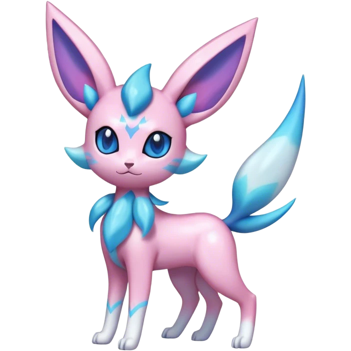 Shiny Cool Sparkly Cute Ethereal Espeon-Sylveon-Glaceon-Fakemon-hybrid-fusion- full body emoji