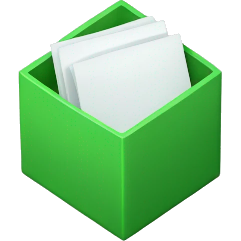 A white letter W in a green box 2D emoji