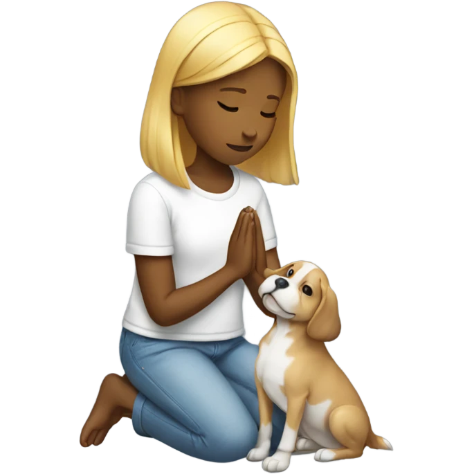 Girl praying for a dog emoji