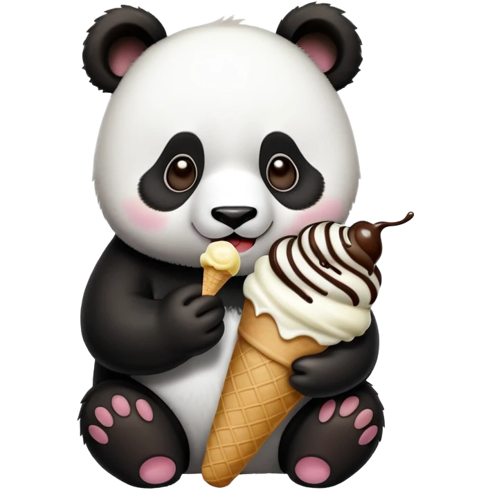 Panda eating ice cream emoji