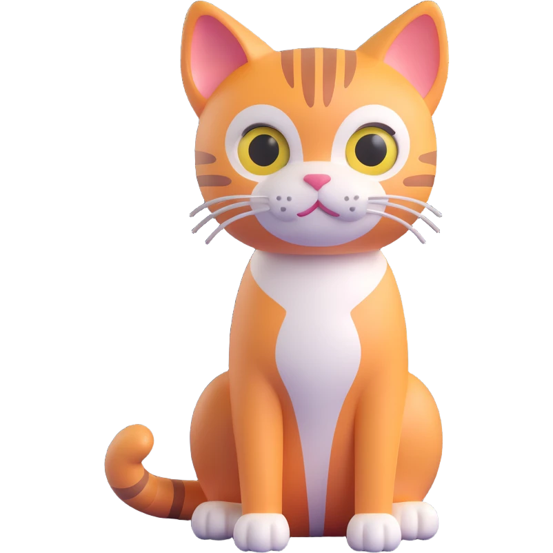 3D style cat, sitting, looking curious emoji