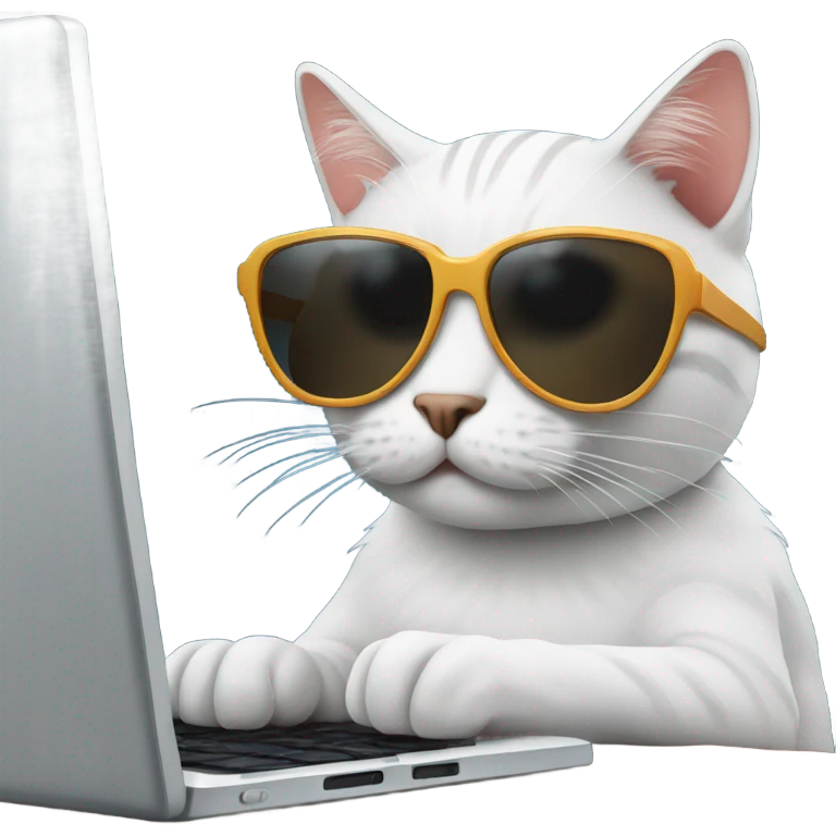 Cat with sunglasses typing on computer emoji