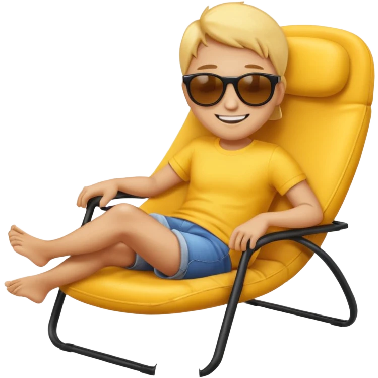 cool emoji lounging on a chair, sunglasses, relaxed smile emoji