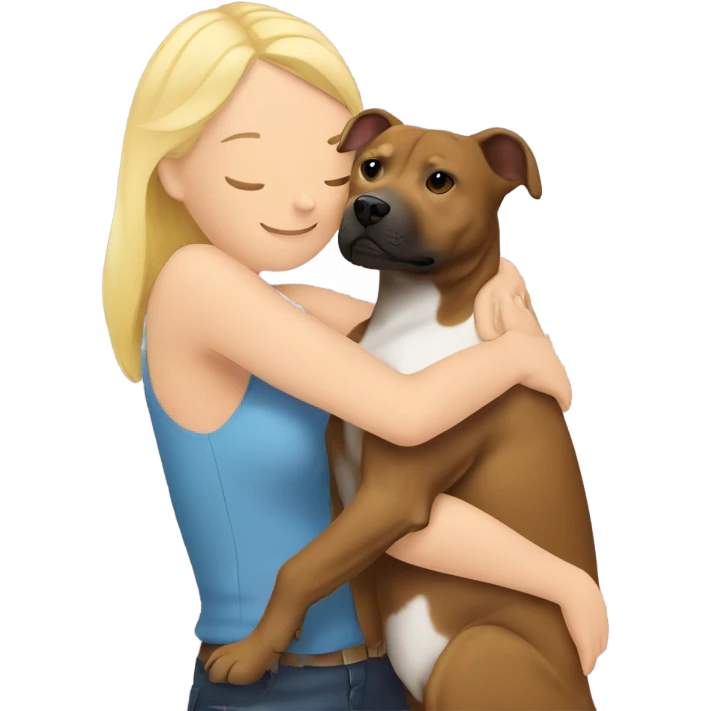 Staffy dog hugging blonde woman  emoji