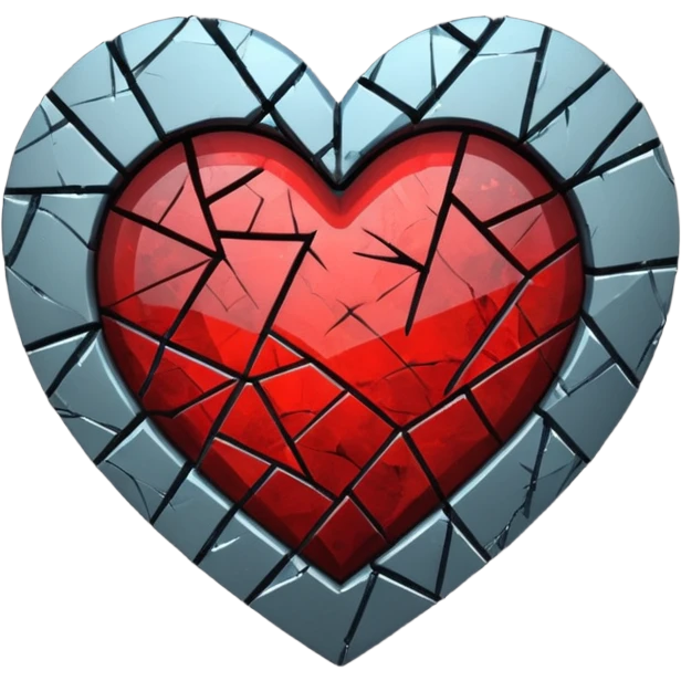 heart with a dark mirror and grunge texture emoji