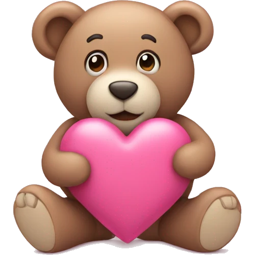 Pink heart with teddy bear emoji