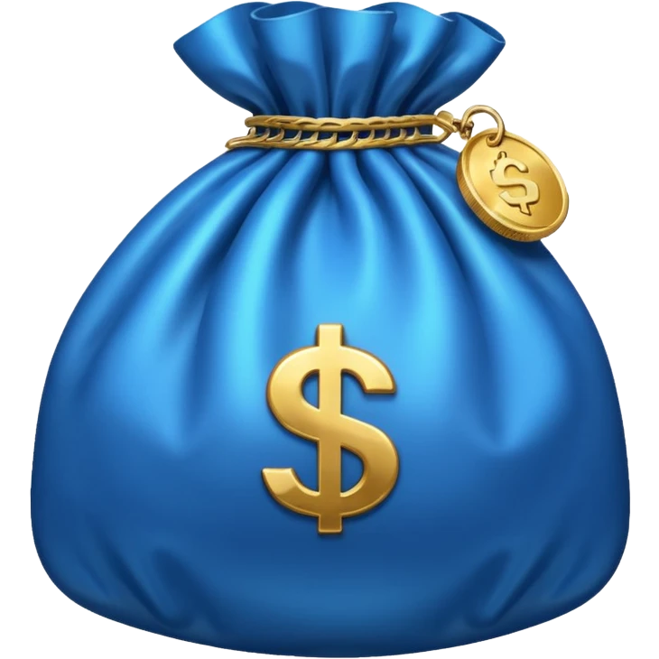 blue coins inside a money bag  emoji