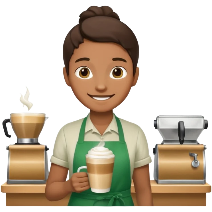 Barista + green apron + latte cup emoji