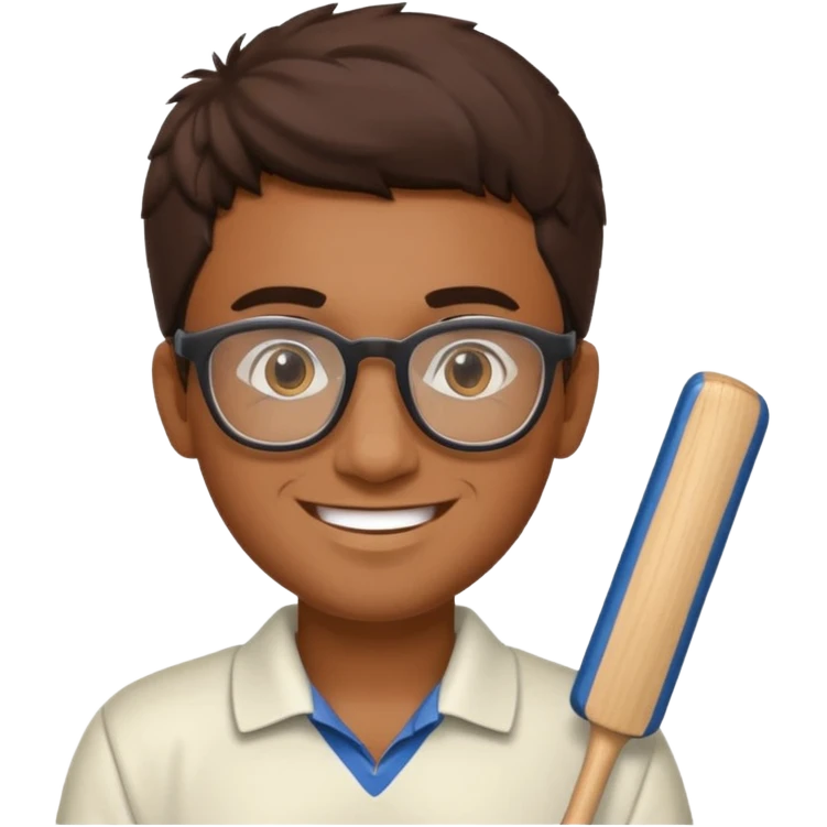 Brown Guy with glasses who likes to play cricket emoji