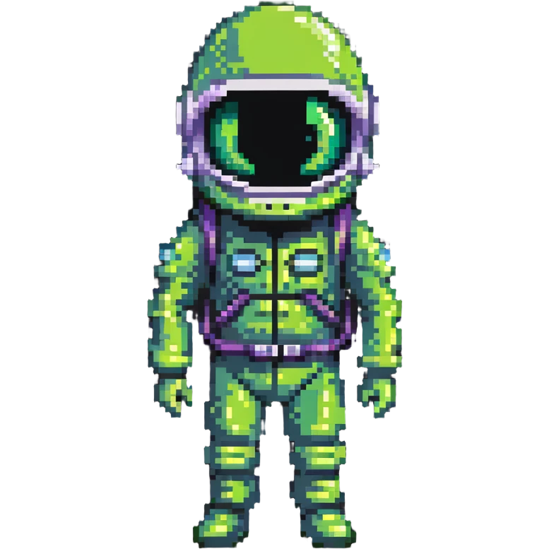 green alien in space helmet and suit emoji