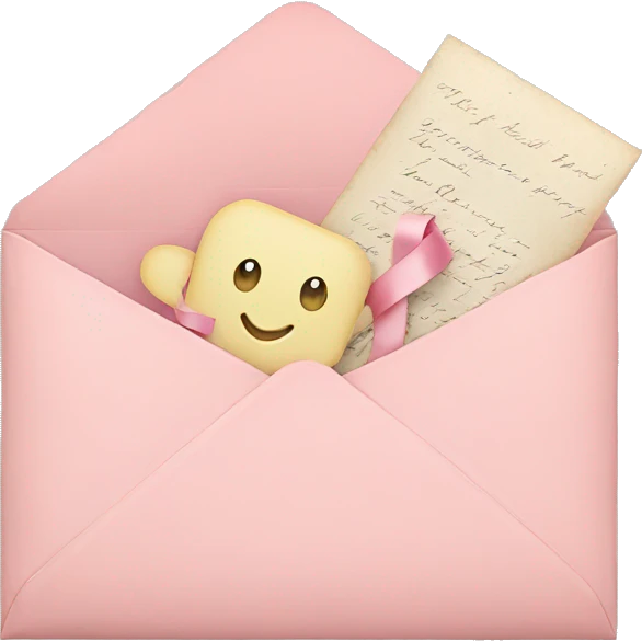 vintage love letters in envelope tied with a baby pink ribbon  emoji