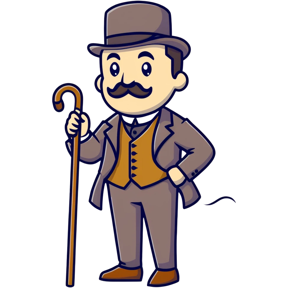 old elegant Victorian man with mustache and cane emoji