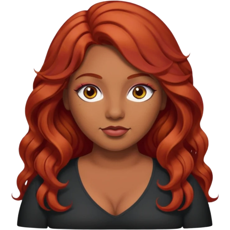 Plus size red hair brown face small eyes long hair Asian eyes small eyes wavy hair eye lashes  emoji