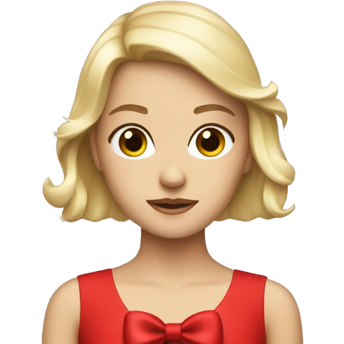 Brunette blonde bang girl with red bow emoji