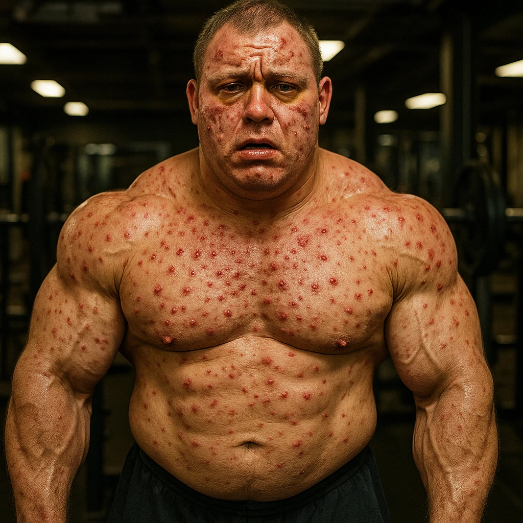  bodybuilder che fa dosaggi a caso di steroidi, e quindi sta male, iper realistica , con tanti effetti collaterali e senza chissà che risultati estetici emoji
