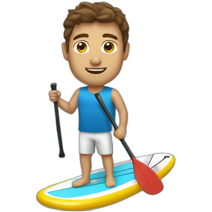 Stand up paddle man brown hair emoji