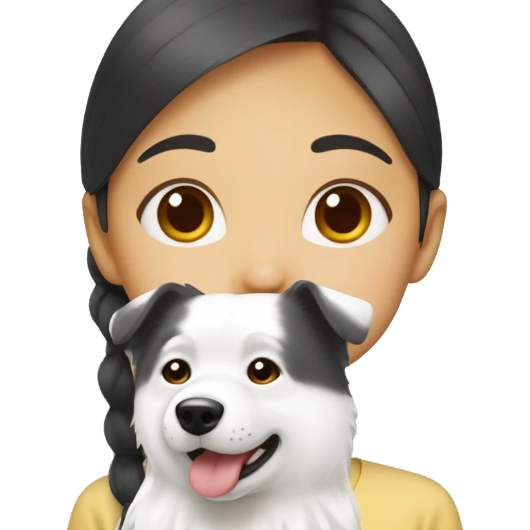 asian girl with Japanese spitz dog emoji