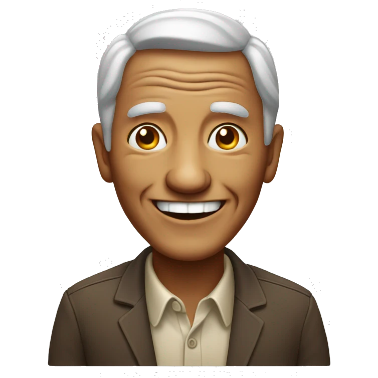 elder man head with large smile emoji