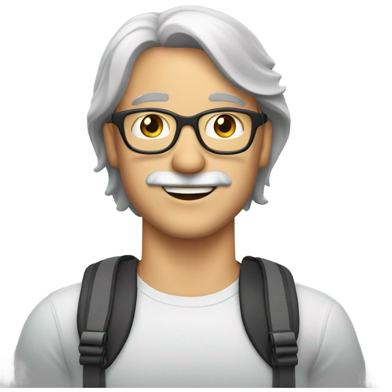 white man with gray mustache and glasses zip lining emoji