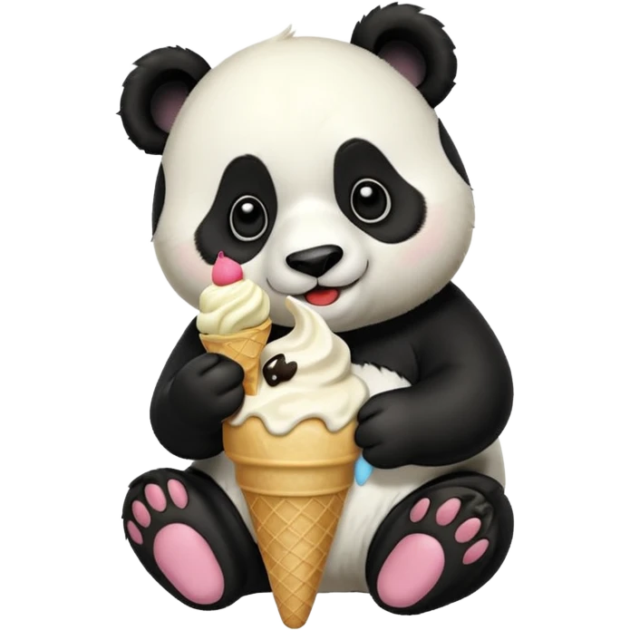 Panda eating ice cream emoji