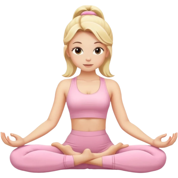 blonde yoga girl light pink clothes n emoji