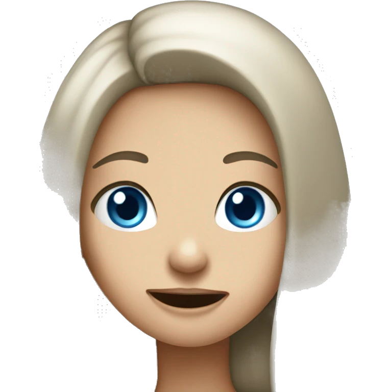 a long hair girl with open mouth and blue eyes  emoji