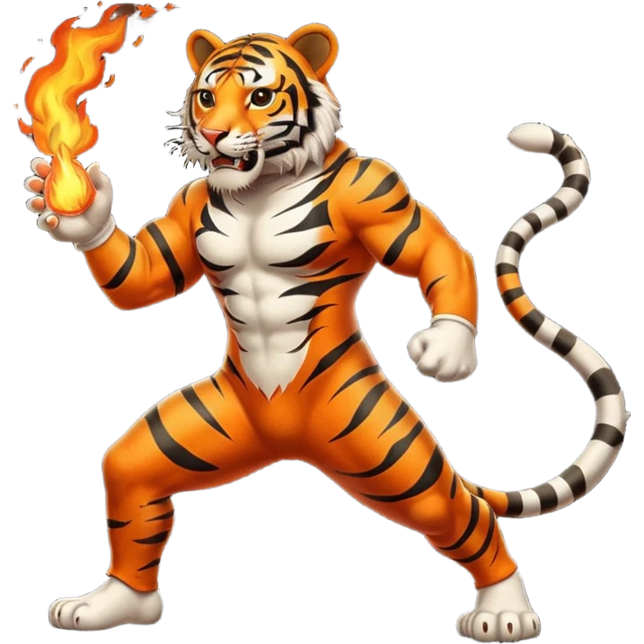 tiger  vintage-circus-performer-spitting-fire full body emoji